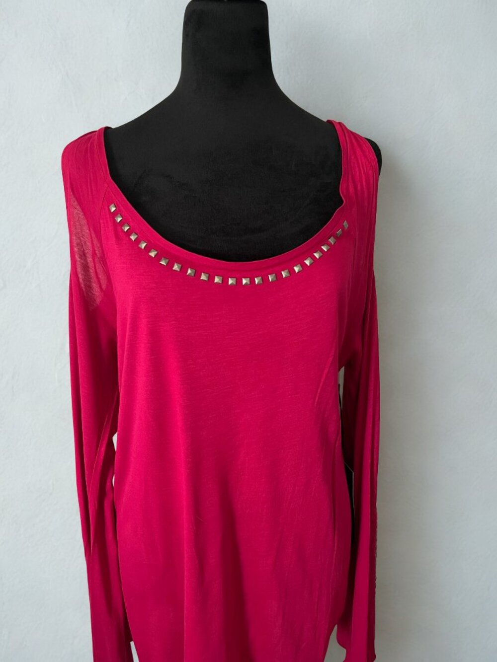 Rock & Republic Fuchsia Pink Top with Silver Studs